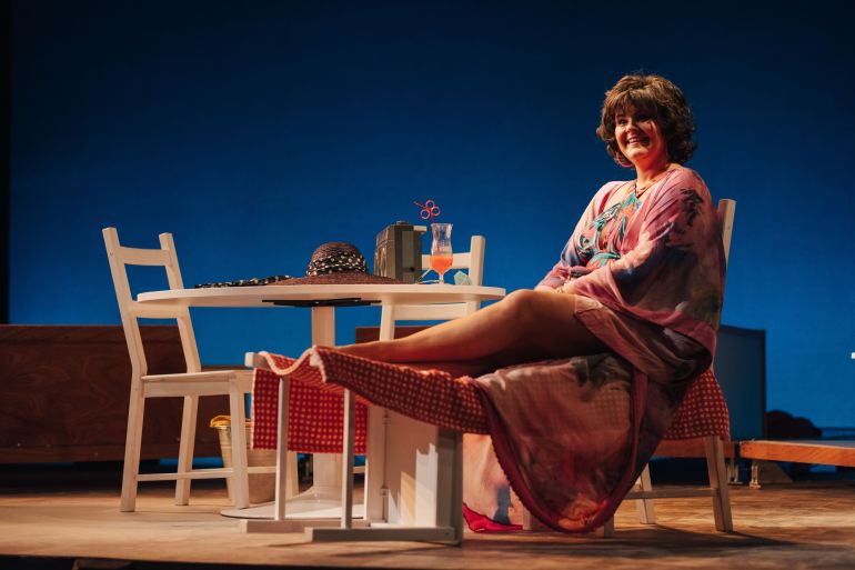 Shirley on make-shift lounger